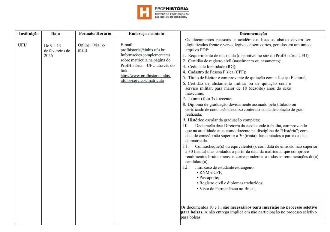 Matrículas e Bolsa 2026
